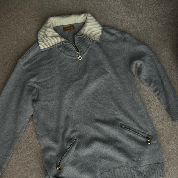 SOLD Lancel Vintage Grey and Cream Sweater - Picture 2 of 4